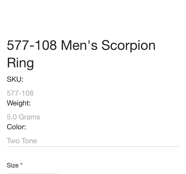 14k Gold Scorpion ring men’s