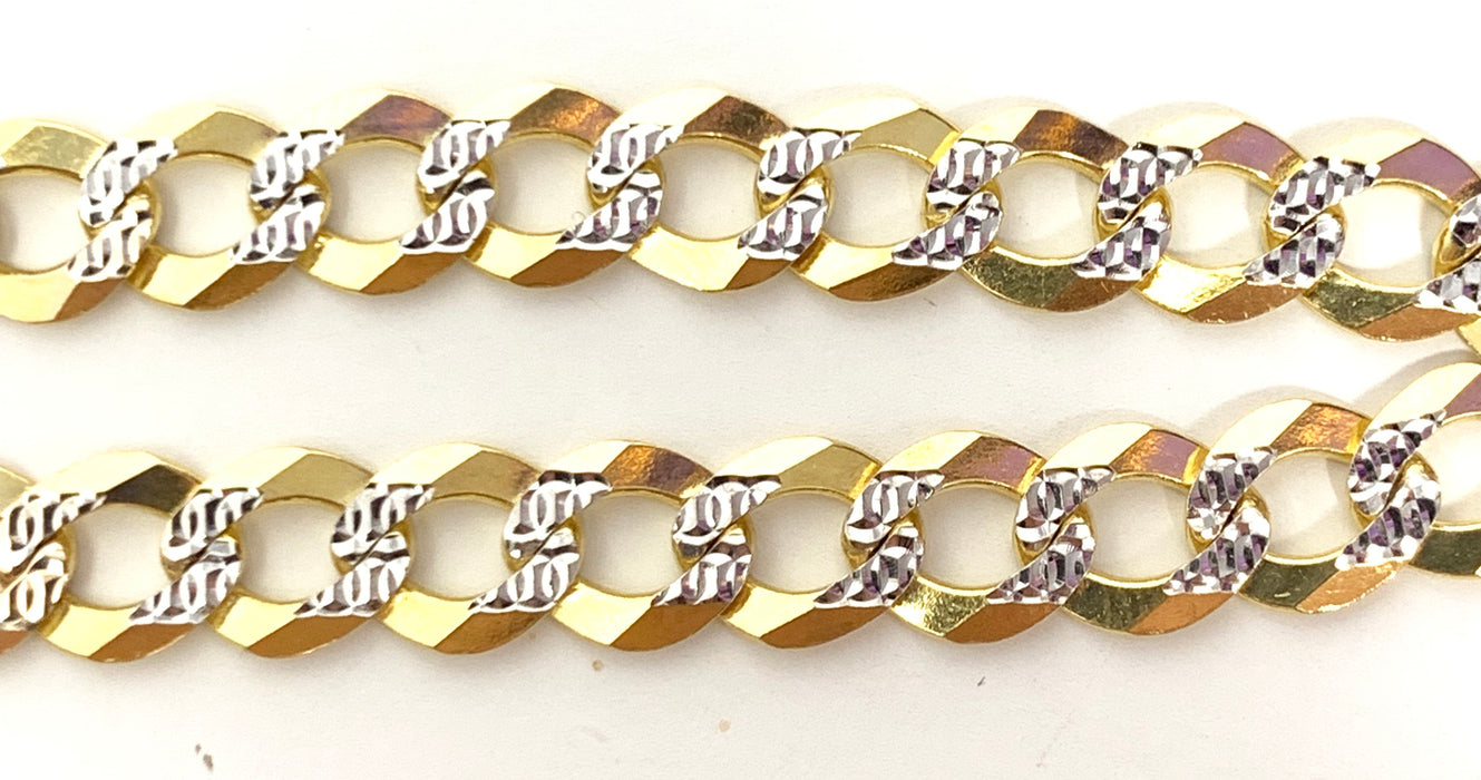 14k Gold Cuban Bracelet w/Diamond cut Men’s (CH323)