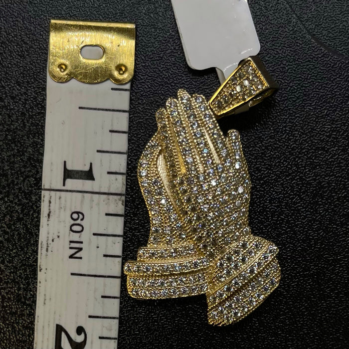 14k Gold Praying Hands Pendant or Chain set (BSP365)